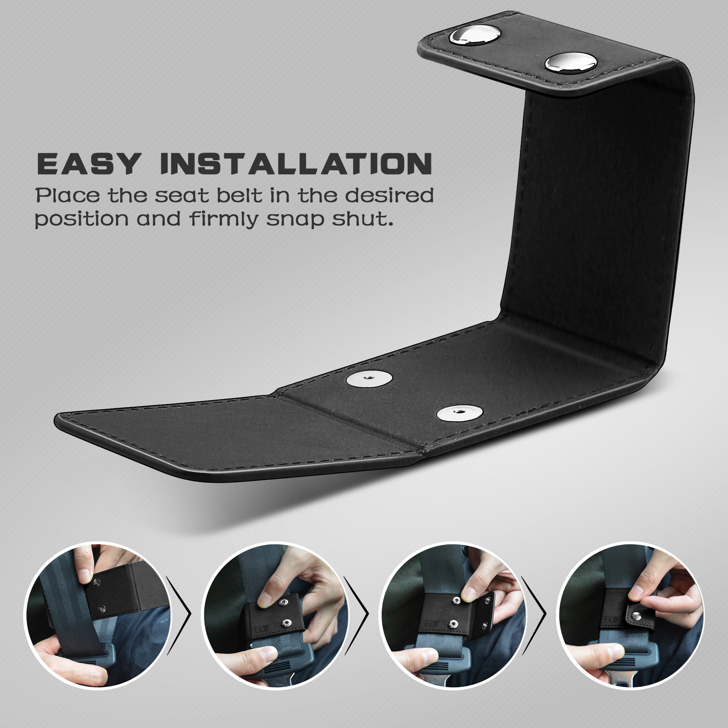 Seat Belt Adjuster Cover Locking Clips (2 PU Leather and 2 Metal